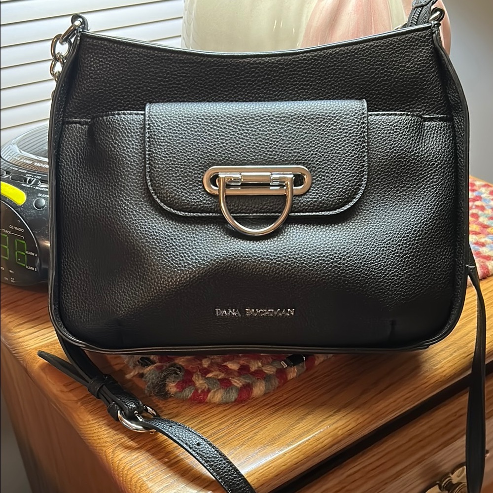 Dana Buchman Black Leather Shoulder Bag